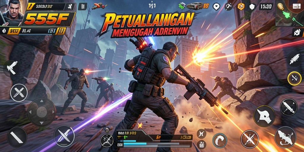Tampilan gameplay seru dan mendebarkan dari 555F.