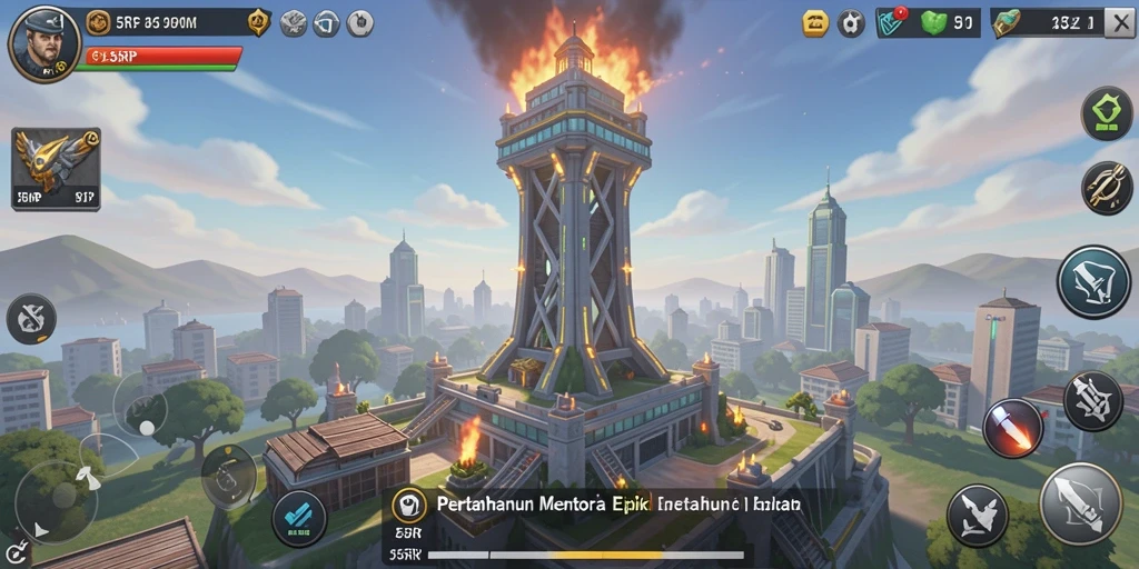 Tampilan gameplay menara pertahanan yang menarik di 55RP.