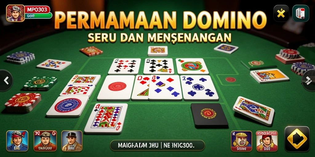 Screenshot MPO303 menampilkan gameplay domino yang seru dan interaktif.