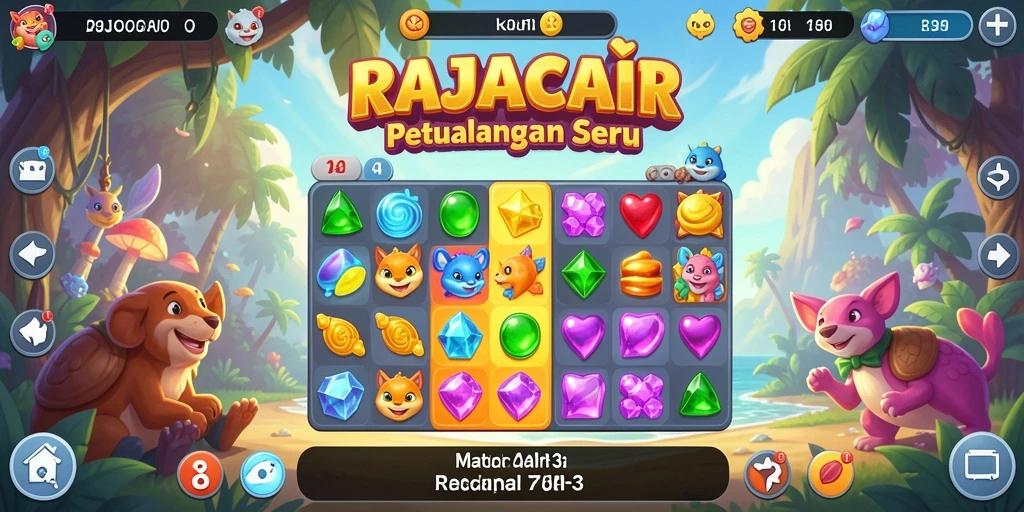 Tampilan seru gameplay Match-3 di RAJACAIR.
