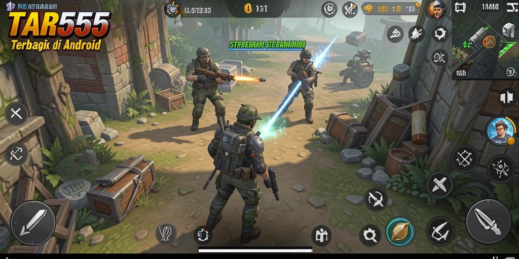Tampilan gameplay TAR555 yang menawan dengan aksi strategi seru.